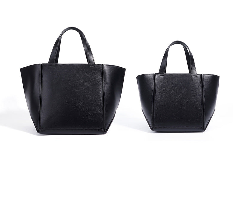 structured leather tote bag with wide side panels - ZARAZKI