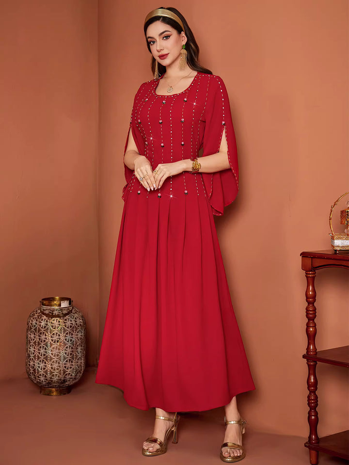 sculpted column evening dress with fluid drape – ASTRIA