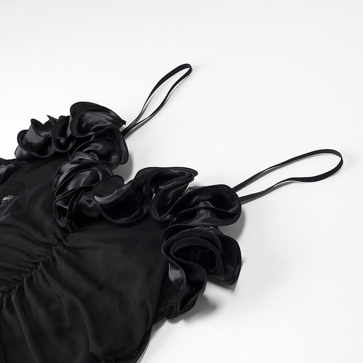 فستان مكشكش مع رقبة مكشكشة – نويرسي