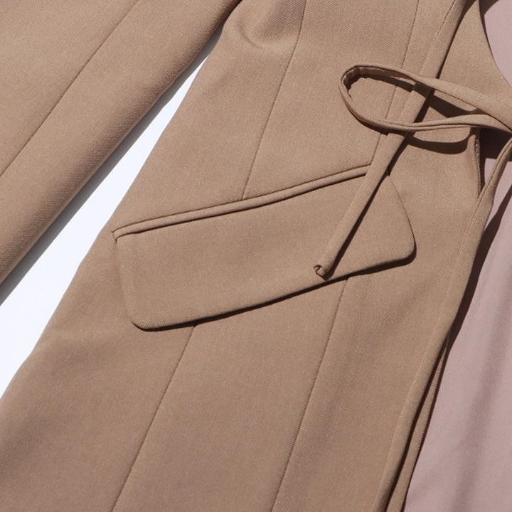 Geplooide top met uitlopende mouwen en maxi-rok set met tailleband – Rosiny 