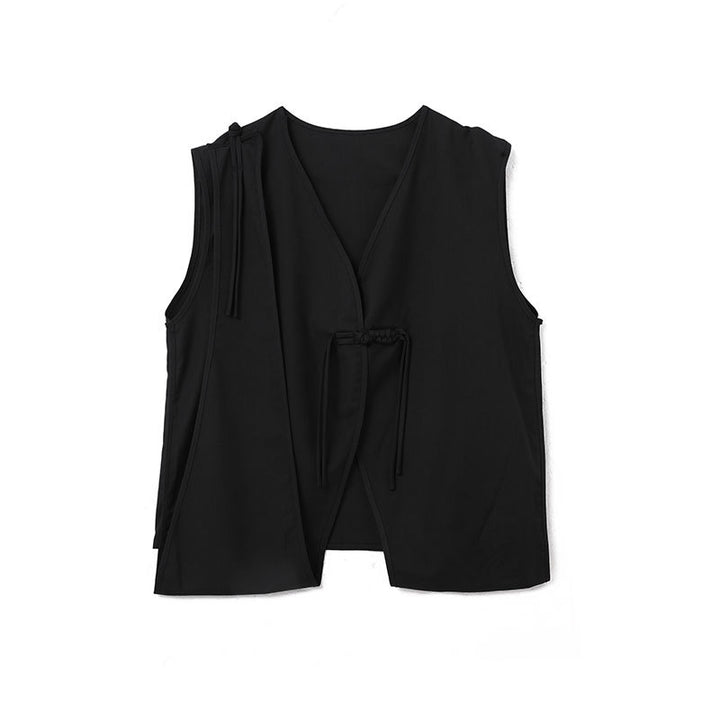 sleeveless wrap-front vest with tie detail – LAYER