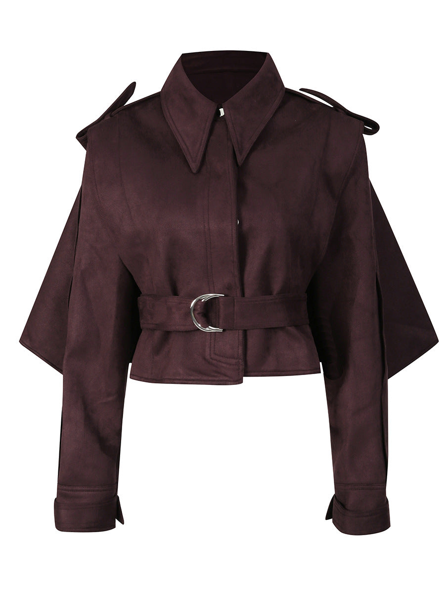 cropped belted jacket with layered sleeves – EDGE