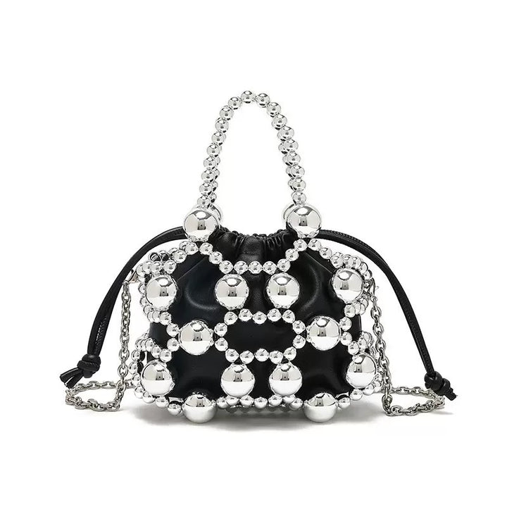 beaded mini drawstring bag with pearl handle – GEMMA