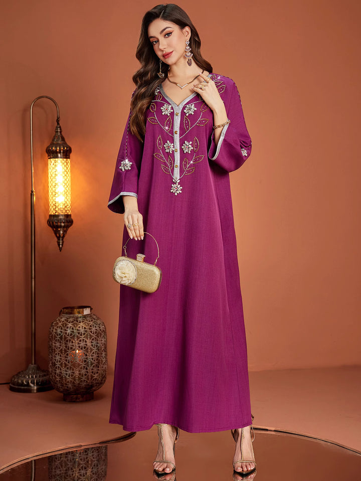 costume évasé sur mesure avec manches bouffantes en satin – VALENCIA 