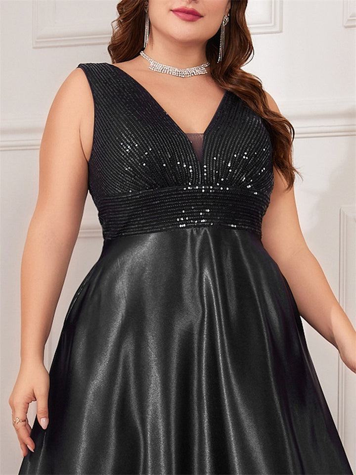 sleeveless satin gown with sequin bodice – RADIANCE