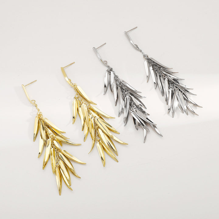 cascading leaf drop earrings - AUROXILA