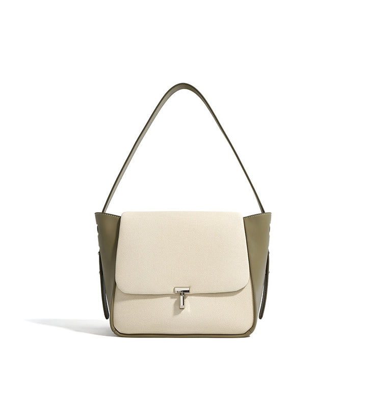 structured canvas bag with leather trim - TERRA