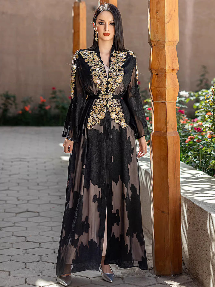 Elegant Long Sleeve Maxi Dress with Structured Fit – ARIELLE