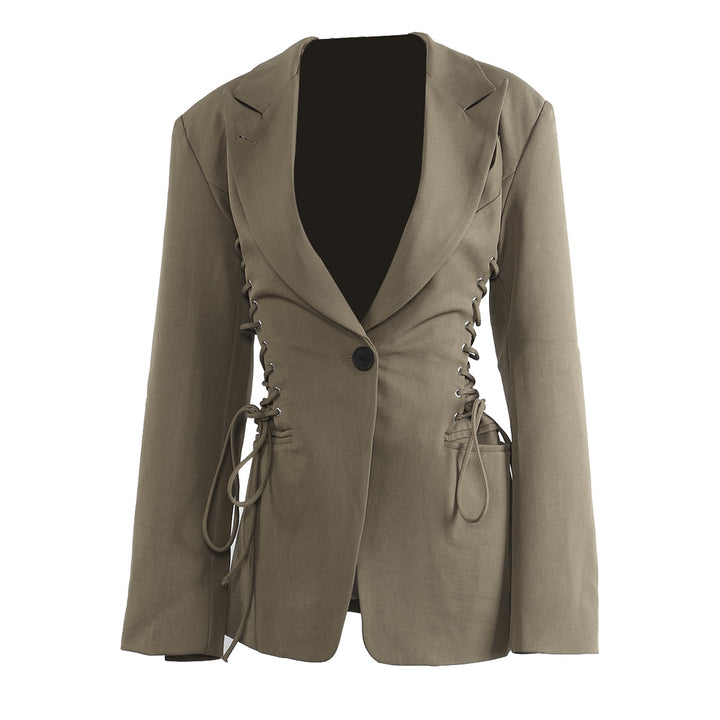 tailored blazer with lace-up waist detailing – BIENCA