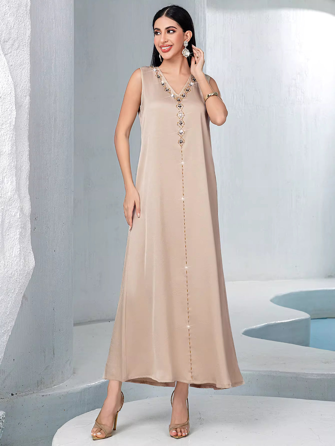 draped minimalist evening dress with fluid silhouette – ALTHEA
