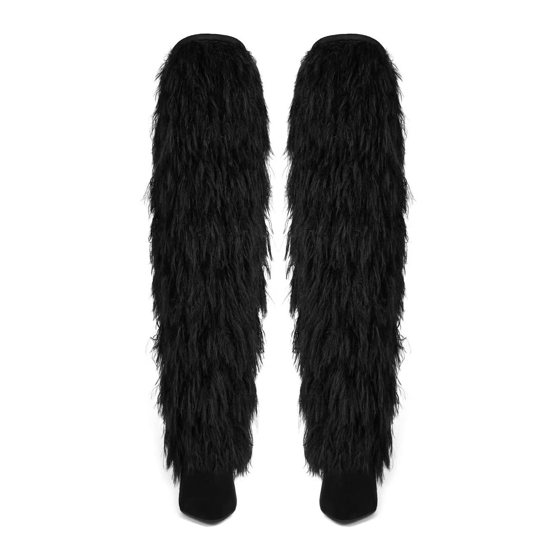 faux fur thigh-high stiletto boots – RAVEN