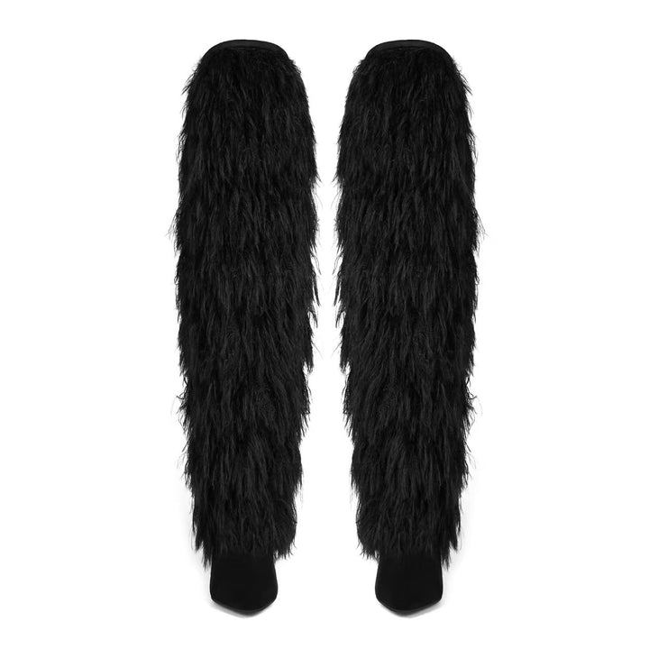 faux fur thigh-high stiletto boots – RAVEN