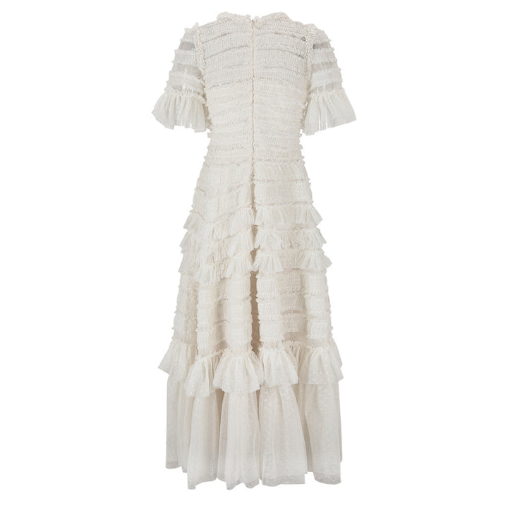 Vintage Romance Ruffle Lace Maxi Dress - Ivory