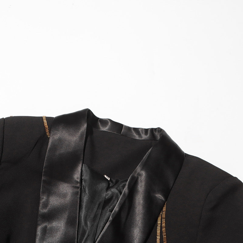 tailored blazer suit with beaded leaf embroidery – AURELIA