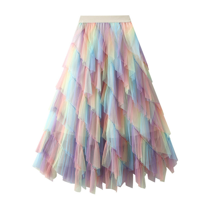 layered chiffon cascade skirt with ombré tones – SERAPHINA