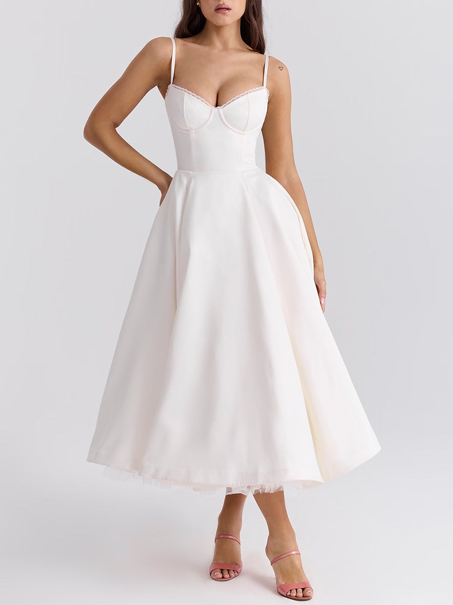 Geplooide top met uitlopende mouwen en maxi-rok set met tailleband – Rosiny 