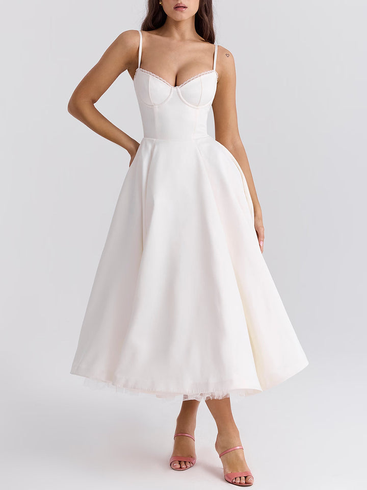 Geplooide top met uitlopende mouwen en maxi-rok set met tailleband – Rosiny 