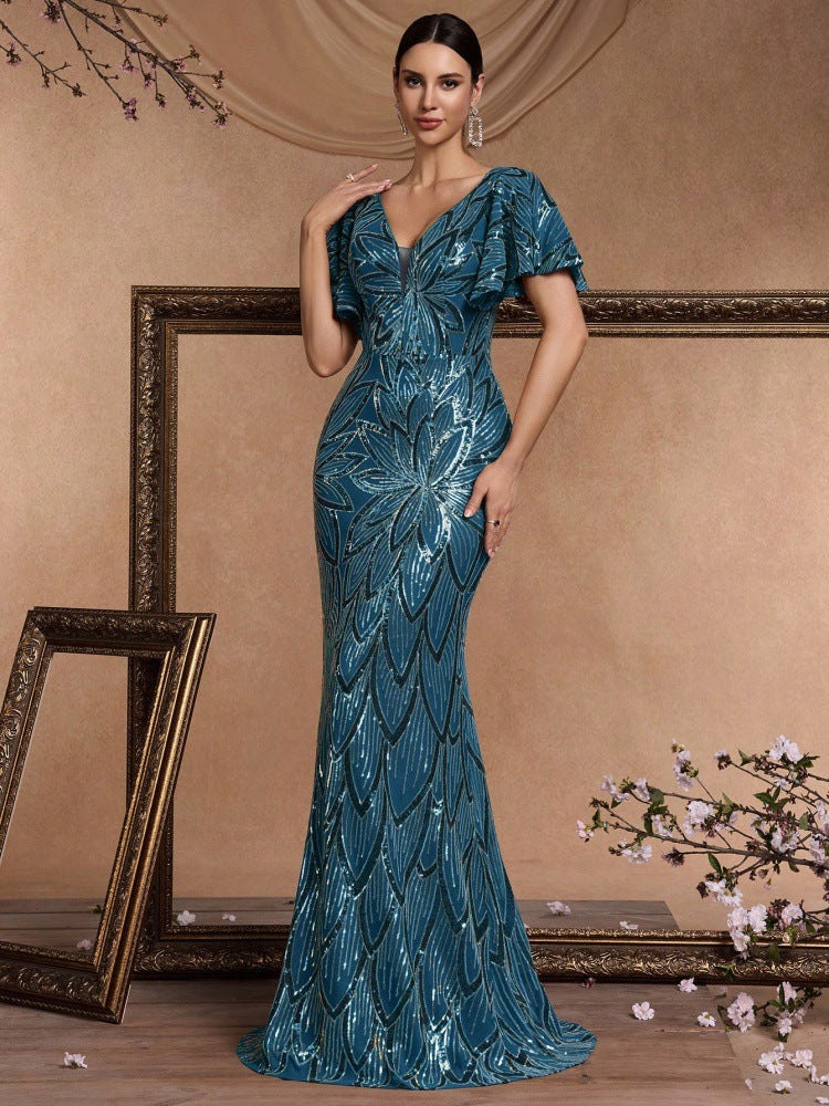 Plissiertes Oberteil mit ausgestellten Ärmeln und Maxirock-Set mit Taillengürtel – Rosiny 