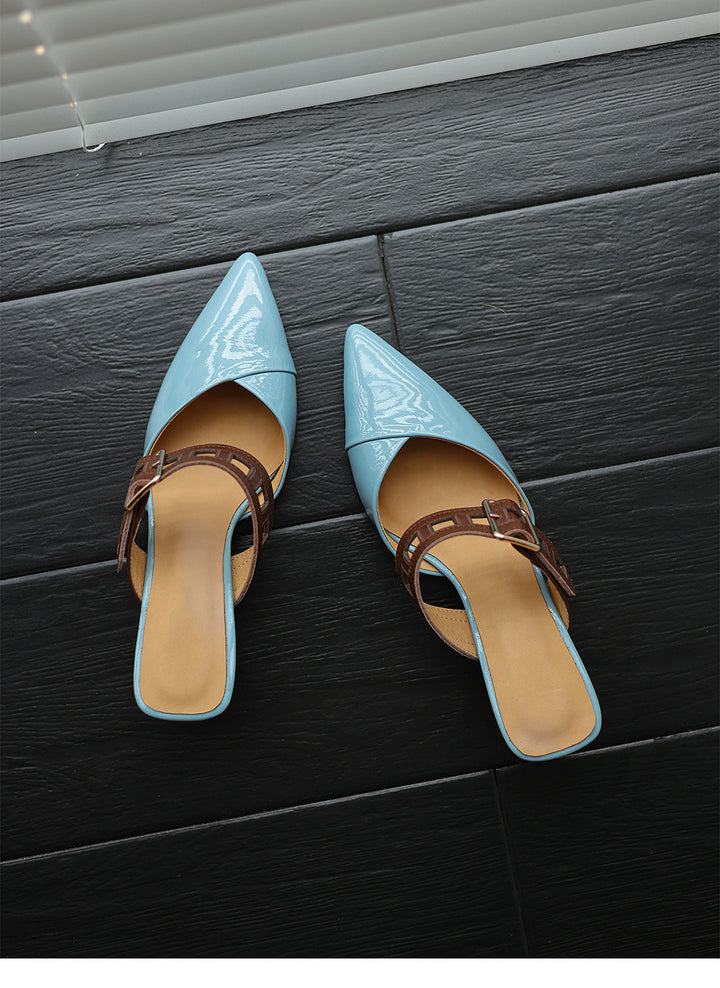 حذاء ميول مدبب بحزام بإبزيم وكعب سميك – نوفاكتو