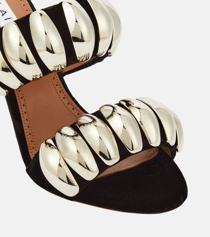 plexi-strap heels with metallic cuff – NOIR