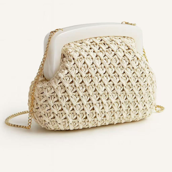 woven raffia clutch with resin frame – COASTA
