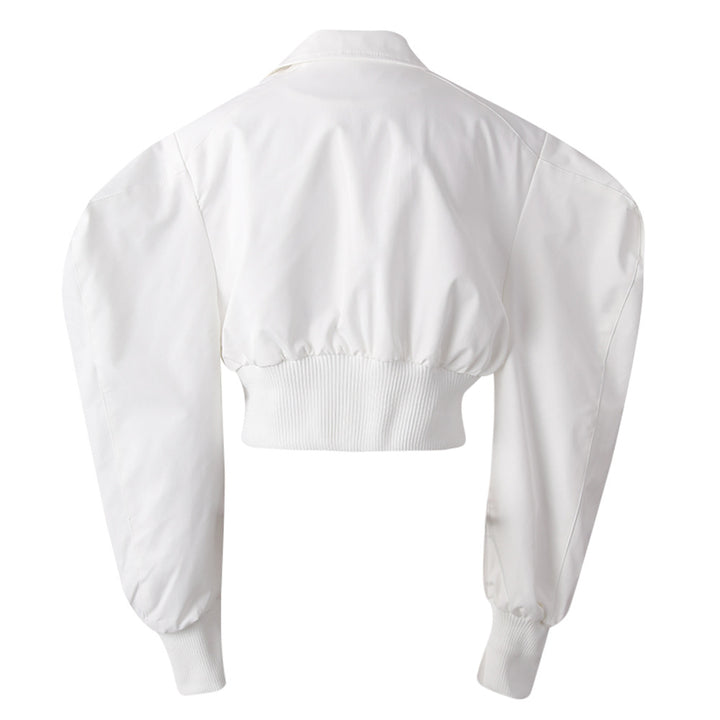 Cropped Utility Zip Jacket with Puff Sleeves – NOVA