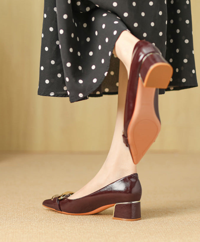 حذاء بكعب سميك بمقدمة مدببة وإبزيم ذهبي - أريالوا