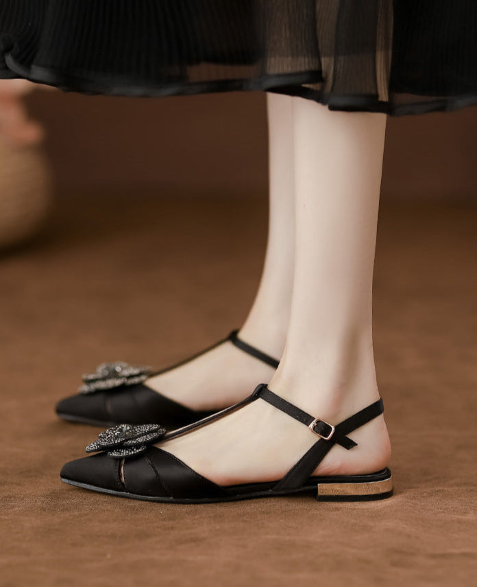 flat slingback sandals with crystal flower detail – AMARAZI