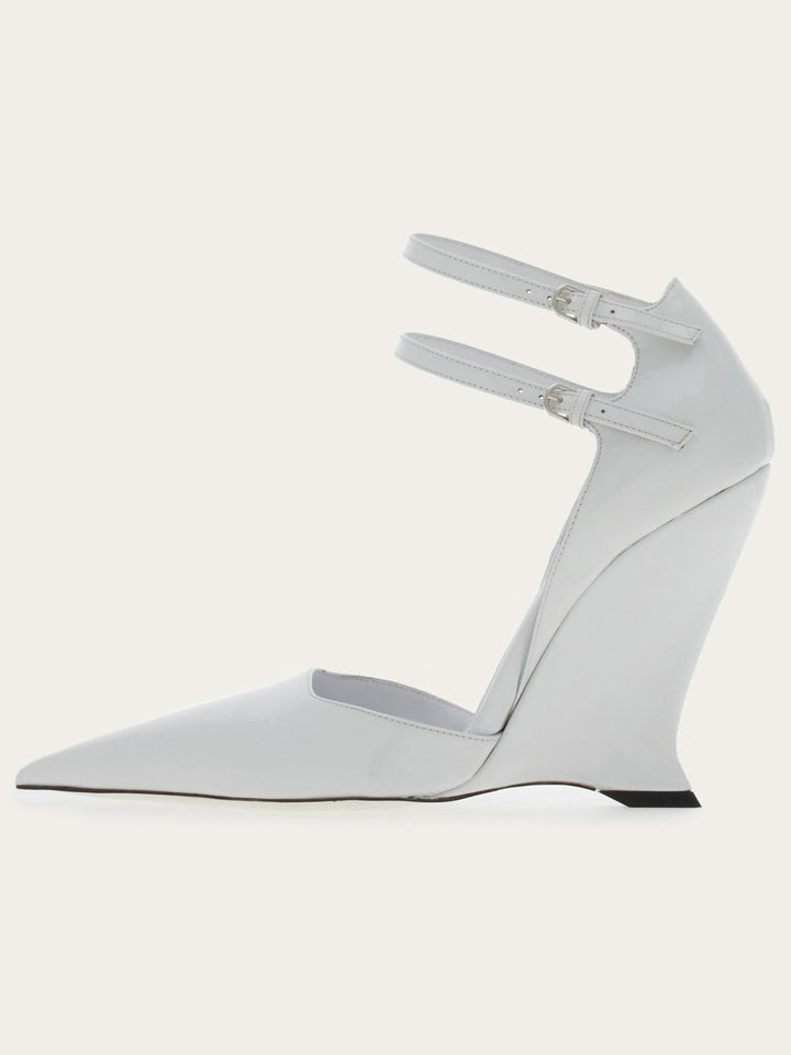 Patent Leather Double-Strap Wedge Heels – TANGERINE