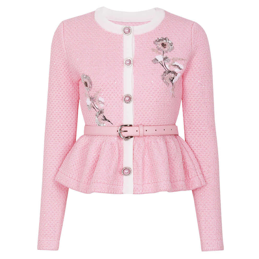 Embellished Knit Cardigan & Midi Skirt Set – KAREM