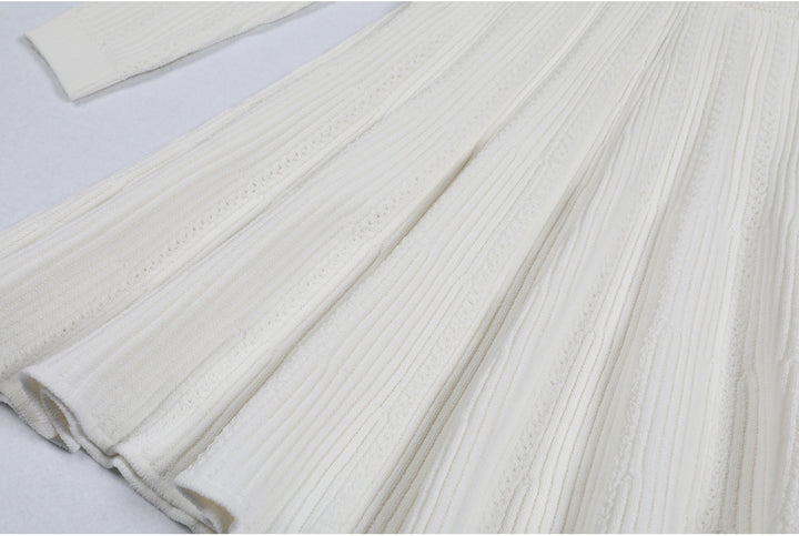 Geplooide top met uitlopende mouwen en maxi-rok set met tailleband – Rosiny 