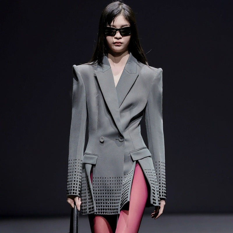 بليزر مزدوج الصدر بحافة مقصوصة بالليزر - أردينيم