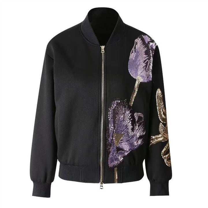 embroidered sequin bomber jacket – VIOLET