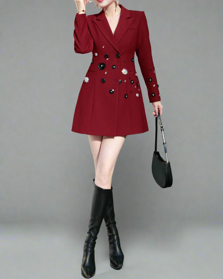 embellished double-breasted blazer jacket - NOIRVI