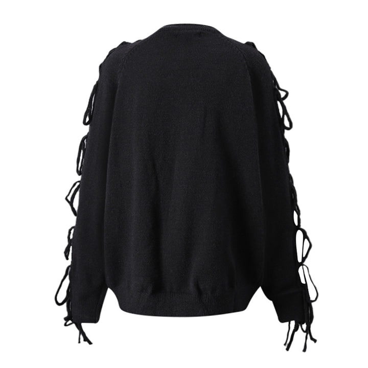 lace-up sleeve knit sweater with relaxed fit – NOCTIS