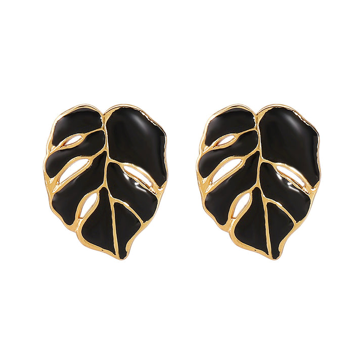 enamel leaf stud earrings – AUREA