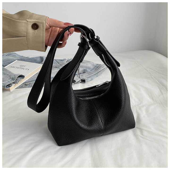 geweven rieten draagtas met dubbele leren handvatten – LÉONIE 