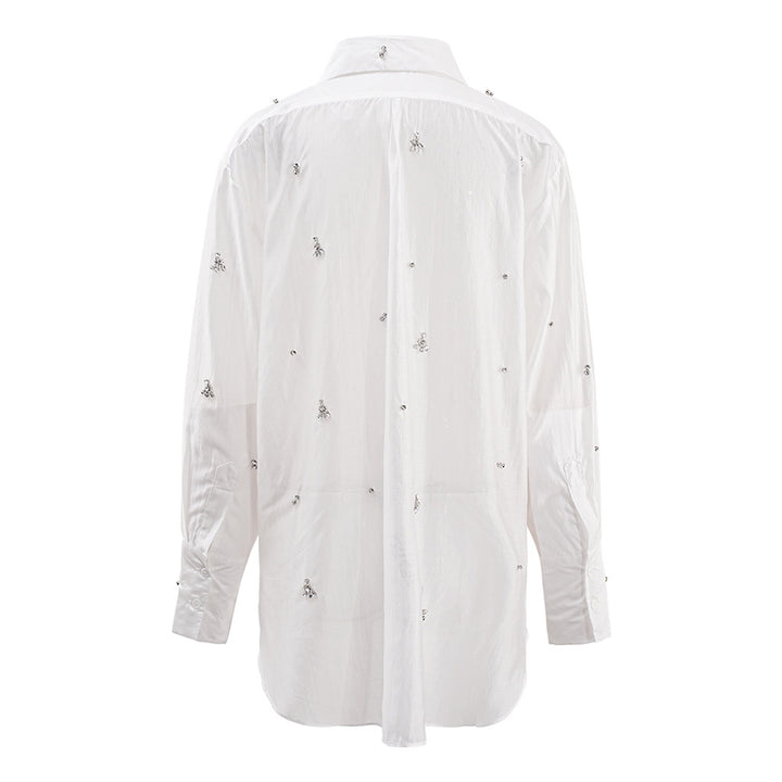embellished sheer button-down shirt with crystal details – LUMIÈRE