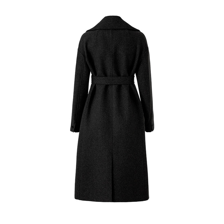 Belted double-breasted long coat – CHARCOAL