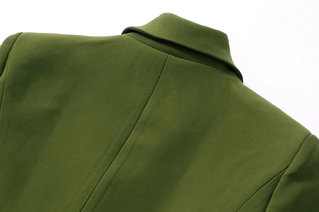 structured double-breasted blazer with gold buttons – VERDE