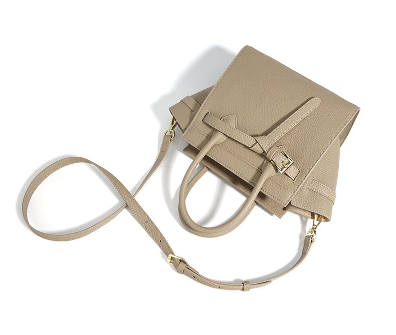 structured leather handbag with buckle strap – AMELIAVIL