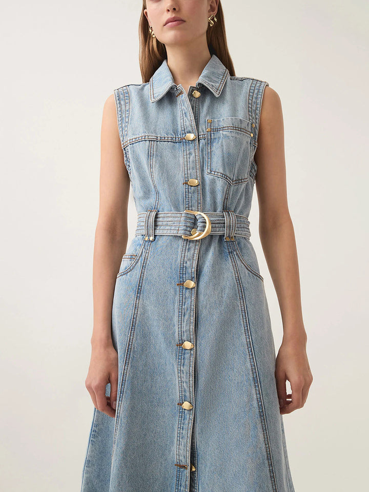 褶皱喇叭袖上衣和高腰裙套装，配腰带 – Rosiny 