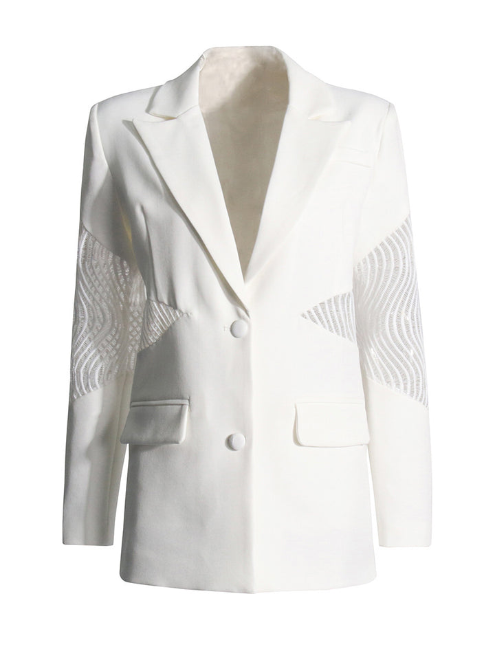 فستان بليزر مصمم خصيصًا بأكمام من الشبك الشفاف - أوريليا