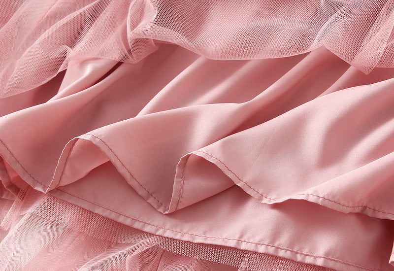 tiered ruffle mesh skirt with high-low hem – AURORA