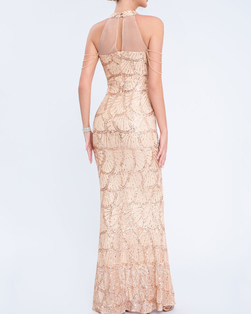 Plissiertes Oberteil mit ausgestellten Ärmeln und Maxirock-Set mit Taillengürtel – Rosiny 