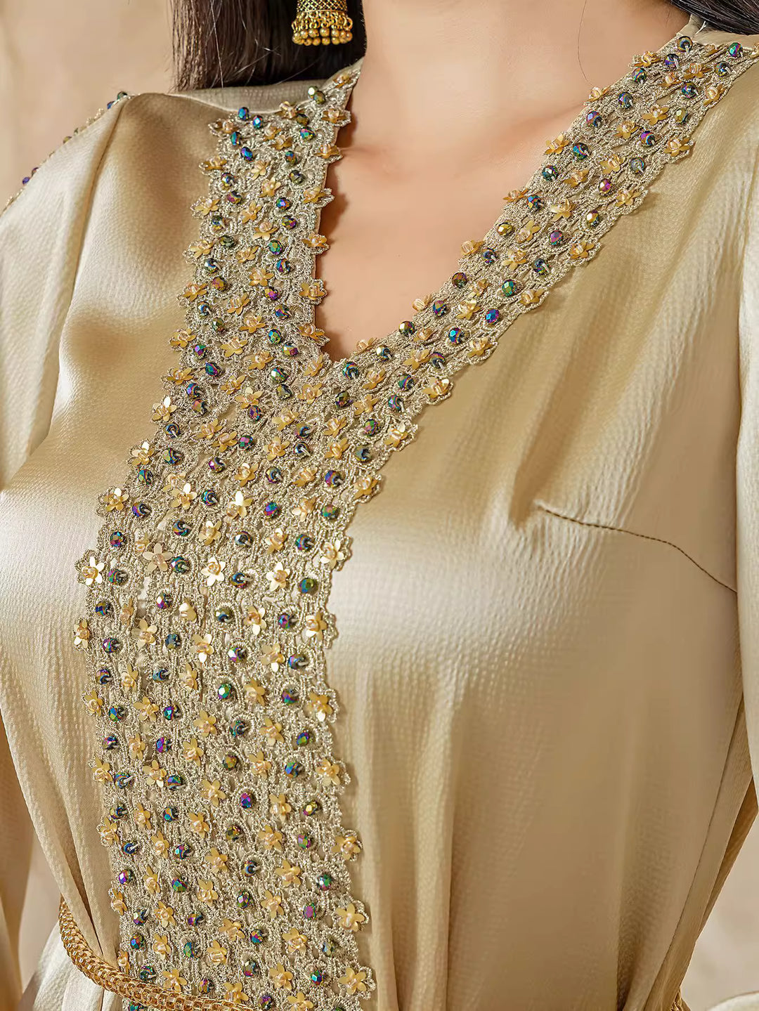 belted dress with embellished trim - DALIA