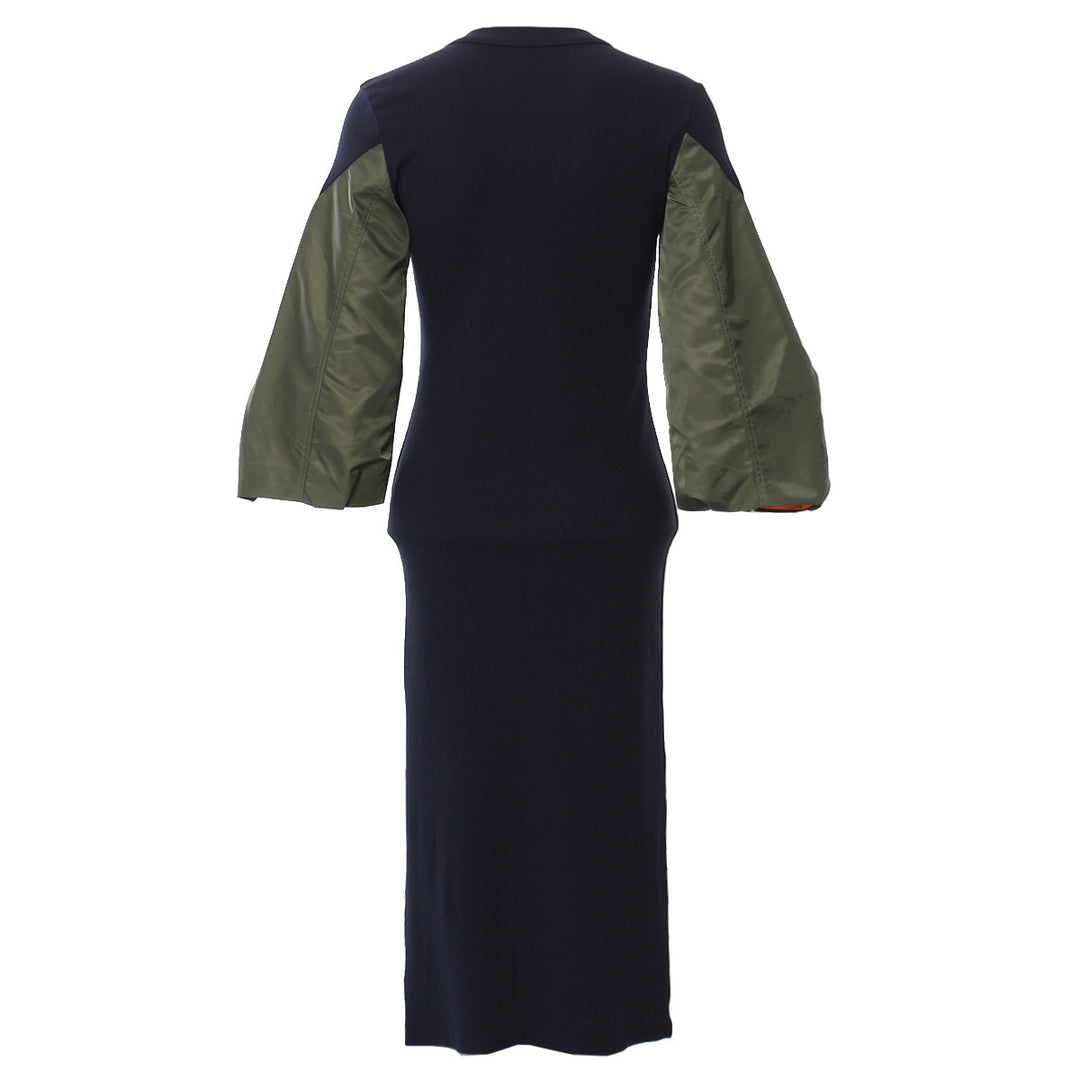 فستان ميدي بأكمام طويلة وأكمام منتفخة بلون مغاير - أليسيبرا