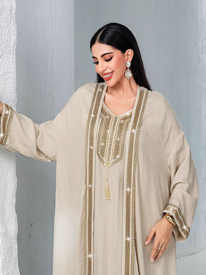 op maat gemaakte flare-pak met satijnen pofmouwen – VALENCIA 