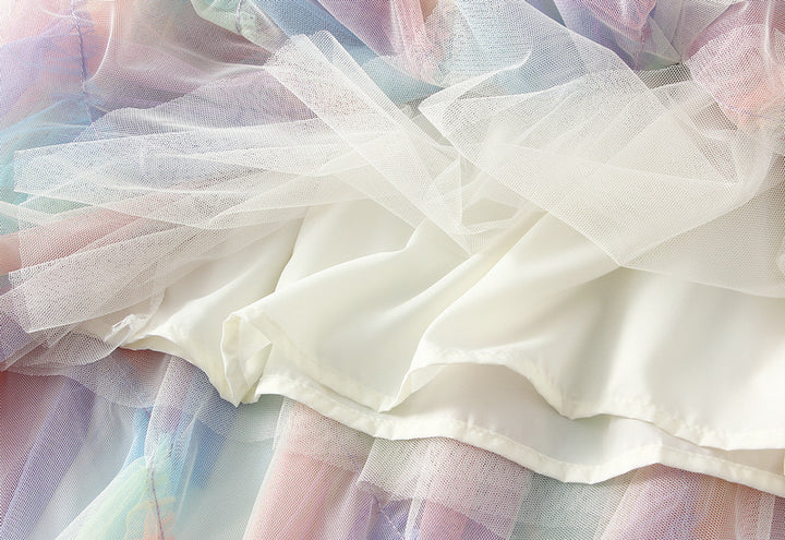 layered chiffon cascade skirt with ombré tones – SERAPHINA