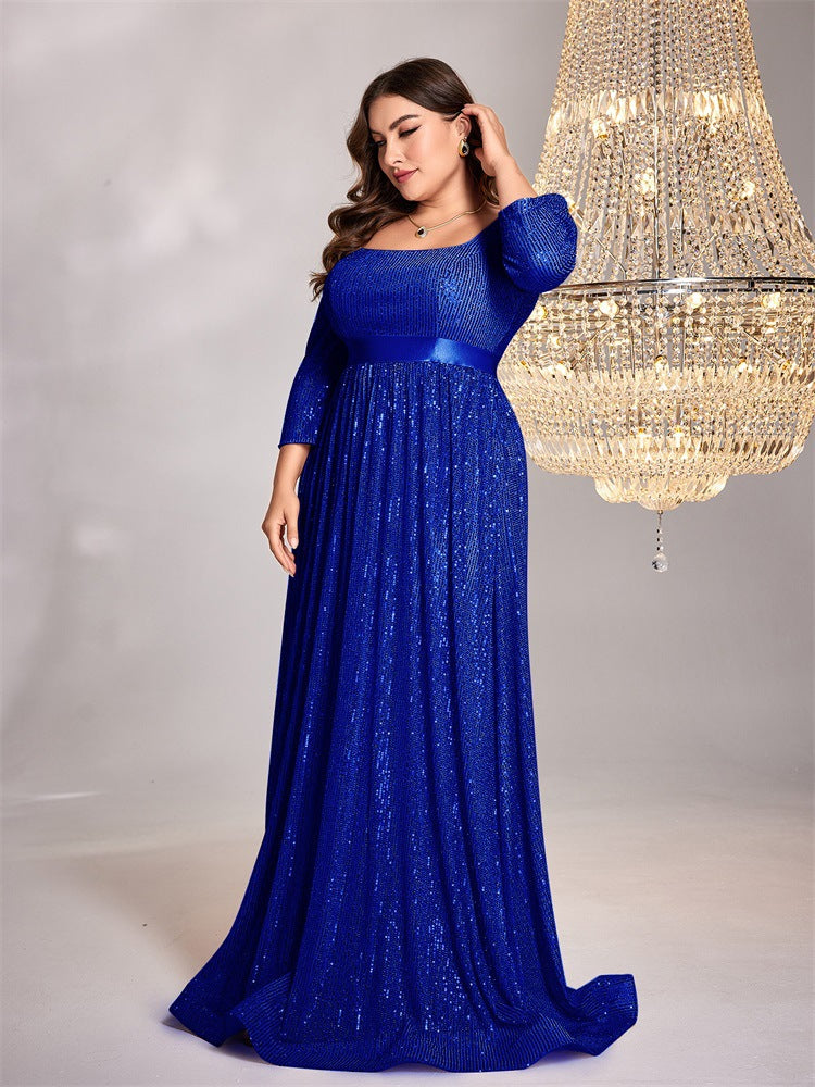 shimmer pleated gown with square neckline – SAPPHIRA
